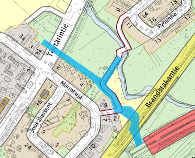 map between Töytärintie and Brandstakantie